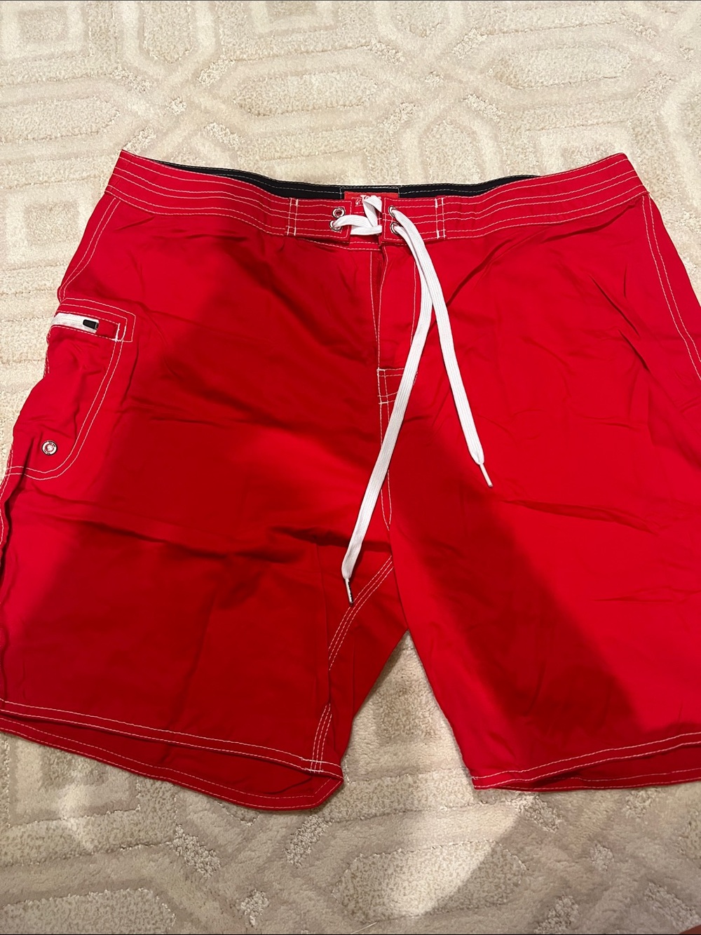 NEOT Toes on the Nose Men's Red Swim Trunks with Side Pocket